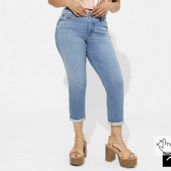 Perfect Boyfriend Ankle Premium Stretch Mid-Rise Jean, Size 26 Regular - Picture 1 of 12